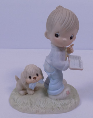 Precious Moments figurine 1982  ''The End is in Sight'' Boy & Dog E-9253