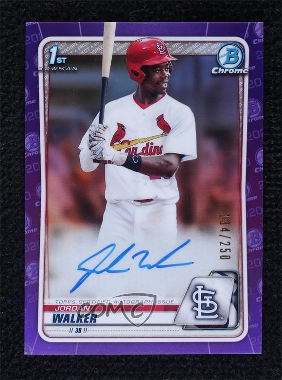 2020 Bowman Draft Chrome Picks Purple Refractor 134/250 Jordan Walker Auto 3d2
