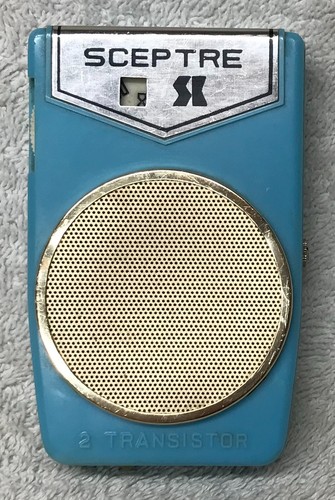 Seltenes Vintage 50er Jahre Zepter Jungen Radio blau AM zwei (2) Transistor Taschenradio