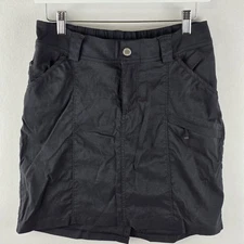 Duluth Trading Dry on the Fly Skort Tech Skirt Size 4 Black UPF 50 Pockets 46712