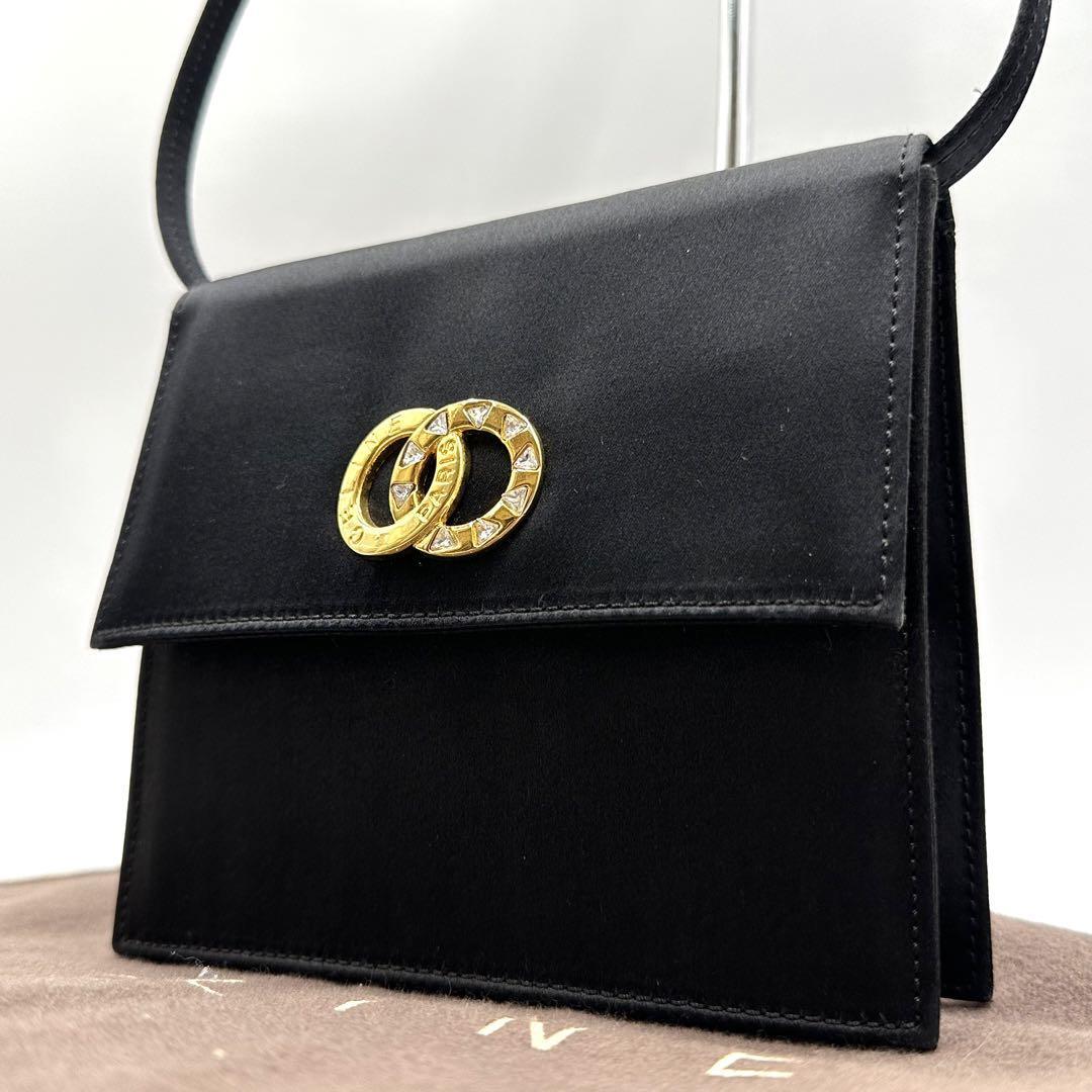 Celine 2Way Shoulder Bag Double Circle Logo Satin From Japan