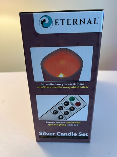 Remote Access Candles, Silver Candle Set of 3 by Eternal, Wireless, New in box - Picture 6 of 6