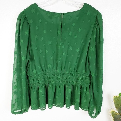 TORRID Crinkle Chiffon With Star Smocked Waist Puff Sleeve Top Peplum size 2X - Picture 5 of 16