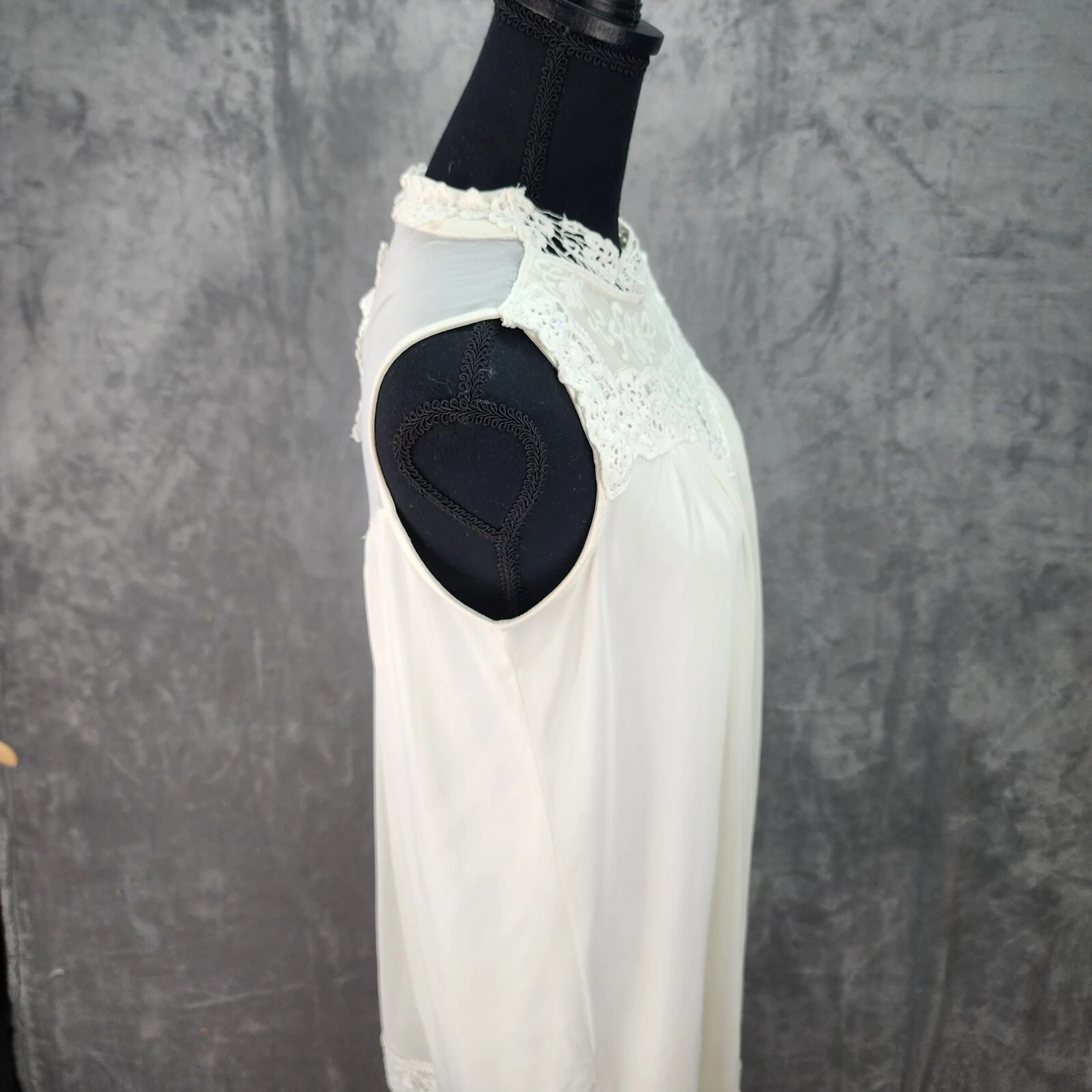 OFF WHITE Abito donna Altard State PICCOLO slip bianco sporco lunghezza ginocchio senza maniche foderato pizzo