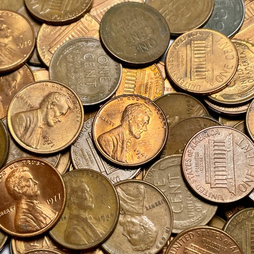 Tobacco Tin US Coin Collection: Copper Penny Nickel Dollar Wheat 90% Silver Lot - Picture 5 of 12