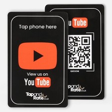 Youtube Card - Best NFC Chip & QR - Instant profile link! - UK SELLER!