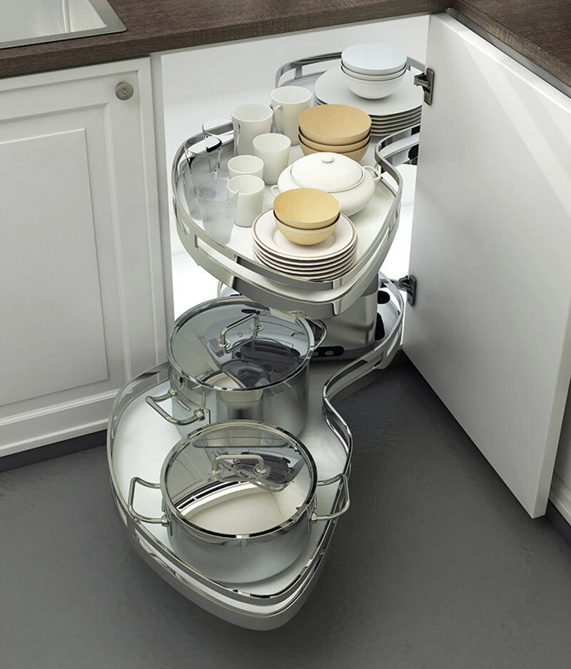 Kitchen Cupboard Blind Corner Pullout Shelf Organizer Storage Trays Soft Close