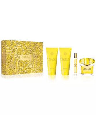 VERSACE YELLOW DIAMOND for Women 4 pcs SET 3.0 oz EDT +Shower Gel+ Lotion+Travel