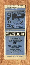 Old Homestead Hotel Fred Farrow Redlands California Vintage Matchbook Cover #87
