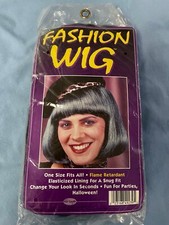 NOS Fun World Fashion Pageboy Wig Dark Green Flame Retardant One Size Fits All