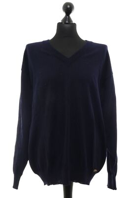 Giesswein Men's Pullover Sweater XL Blue Dark Blue Lightweight V-Neck Fine Knit