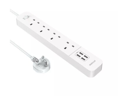 Dodocool 4 Gang Steckdose Überspannungssteckdosenleiste 4 Port USB Ladegerät 4-fach Verlängerung