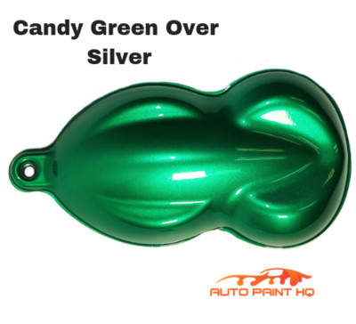 Candy Green Over Silver Basecoat Gallon Car Auto Paint Kit + High Solids Clear