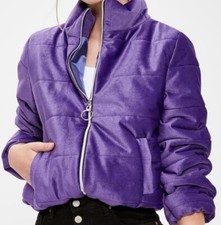 Trendy Uk 10 Puffer Cropped Jacket Colour Plum