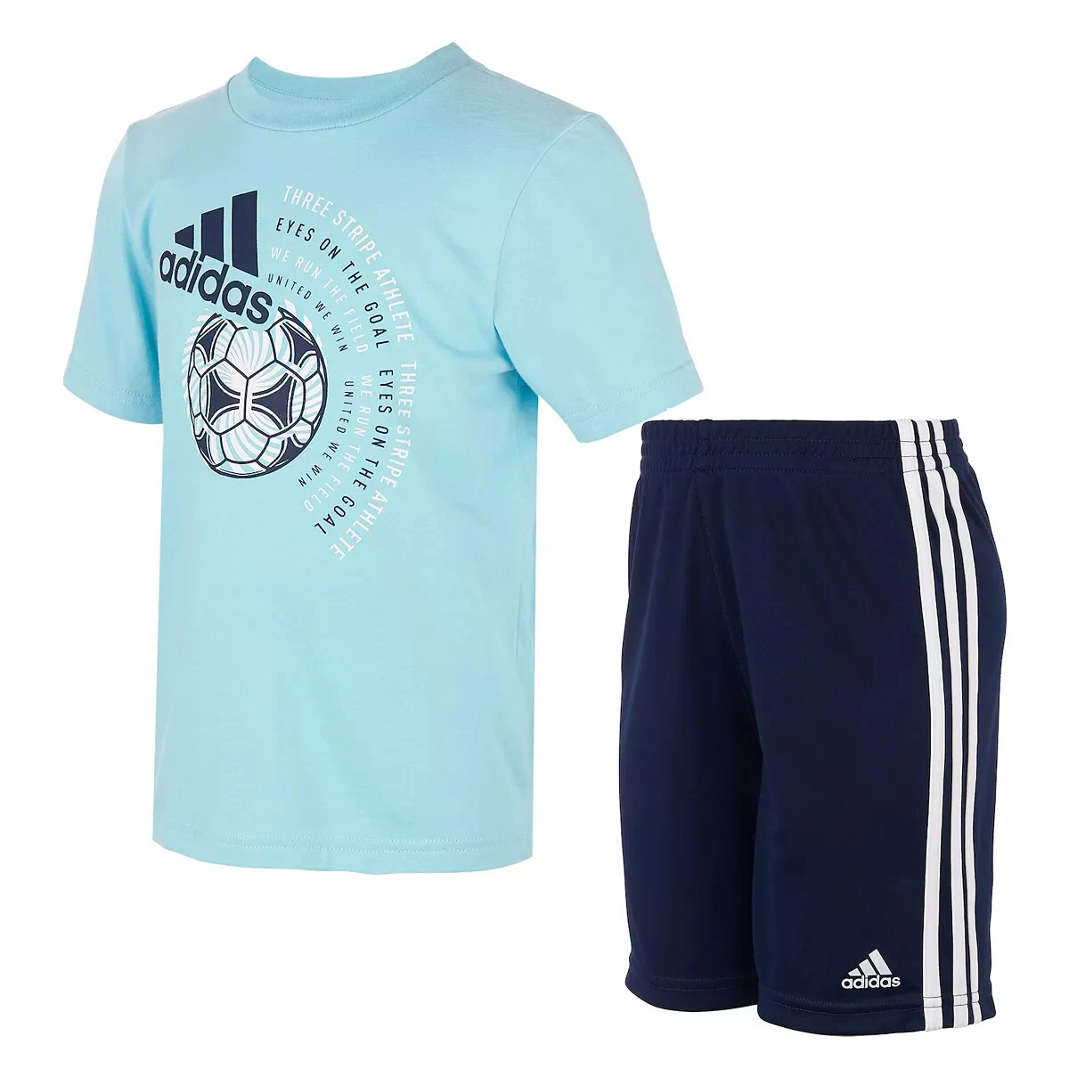 NWT Boys 4-7 adidas Sports Graphic Tee & Shorts Set 2 Pc, Size 4, Hazy Sky