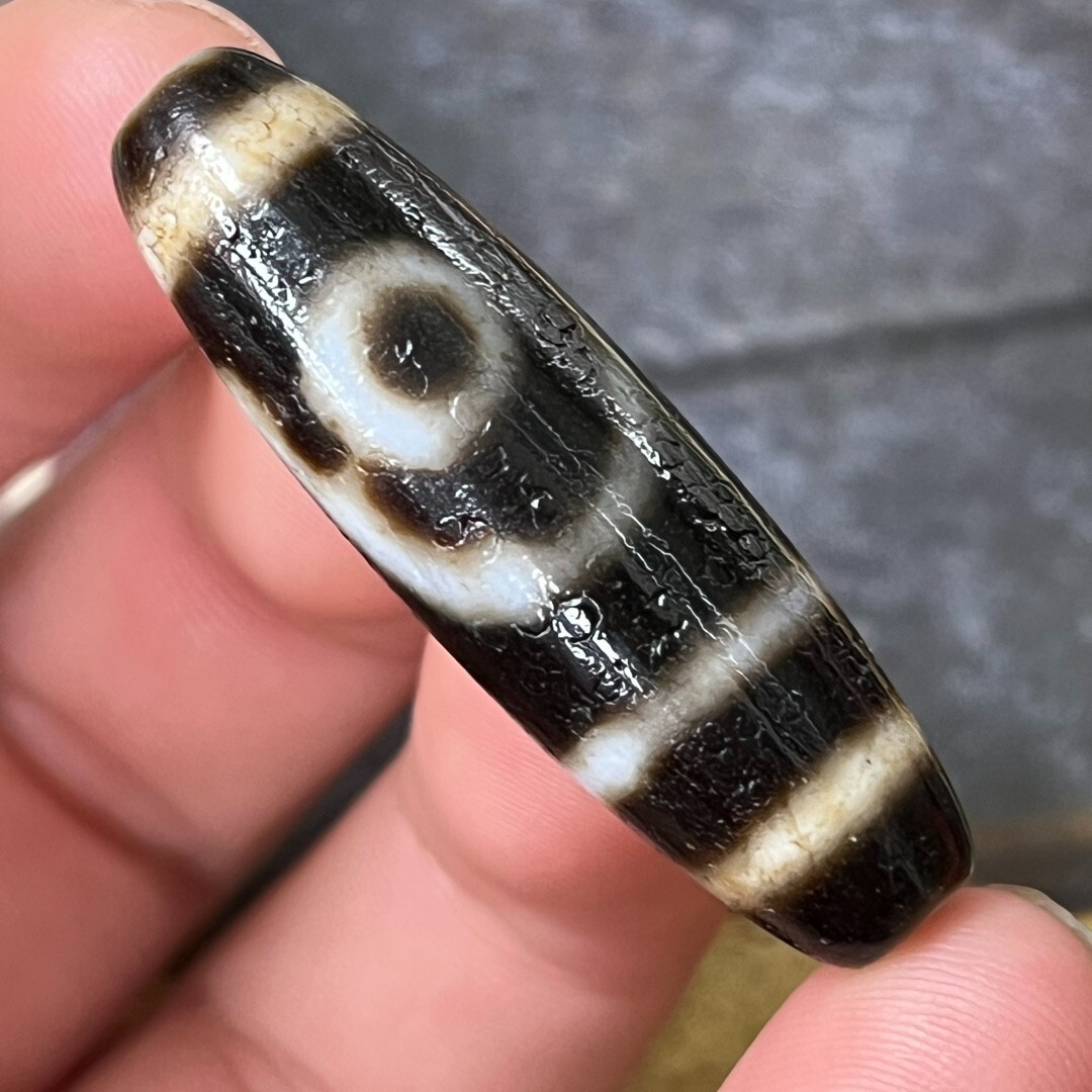 Pure Tibetan Buddhism Agate 2 Eyes Totem Dzi Bead Amulet