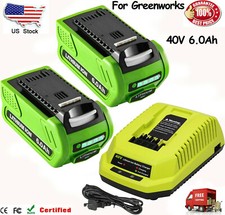 40V 6.0Ah For Greenworks G-MAX Li-ion Battery 29472 29462 29252 20202 or Charger