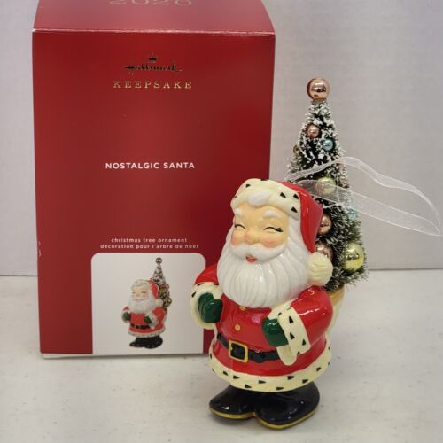 VERY RARE 2020 Hallmark Keepsake Ornament Porcelain Nostalgic Santa with Box - Picture 1 of 7