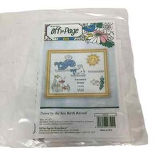 NEW Off the Page by Herrschners Down by the Sea Birth Record Stamped Coloring