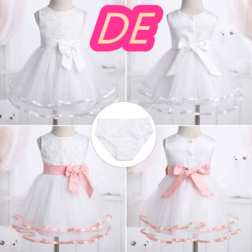 DE~ranrann Baby-Mädchen Prinzessin Taufkleid Hochzeit Partykleid mit Höschen