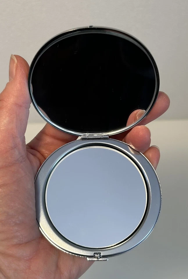 Spring Street Compact Double Sided Mirror Ivory Butterfly Crystals Round Metal - Image 2 of 3