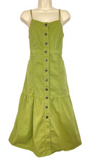 Green MADEWELL cotton midi dress 6 sleeveless sundress button front Bayview S