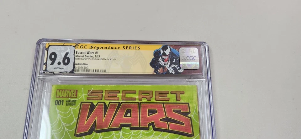 Secret Wars #1 CGC 9.6 SS Original Venom COLOR Arte Boceto Cubierta por John Beatty Foto 2 de 3