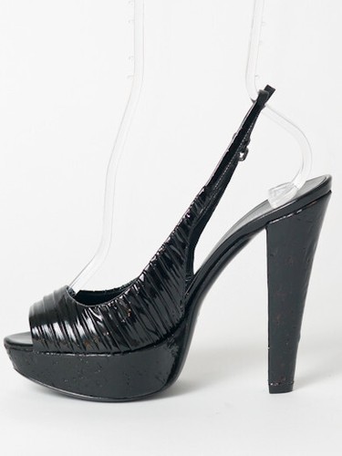New Miu Miu Black Platform Leather Sandals Size 37.5 US 7.5 - Picture 3 of 6
