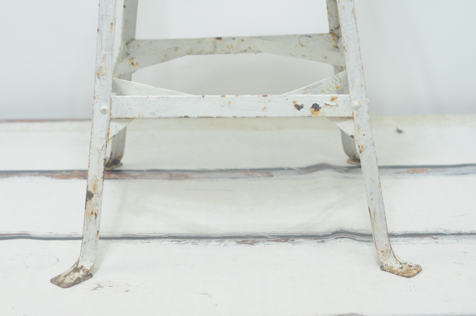 Vintage 1940's Heavy Steel Chair Industrial Metal Steampunk White Chippy Chair