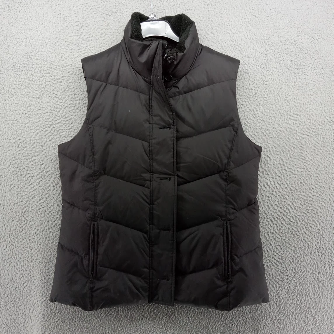Banana Republic Jacket Mens Large Black Quilted Down Feathers Puffer Vest Zip Up