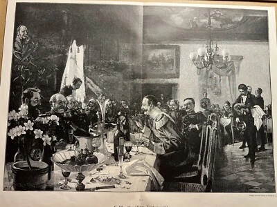 Antik Illustration 1893 FEST OFFIZIER GENERAL GEMÄLDE Kunstdruck Holzschnitt - Bild 1 von 4