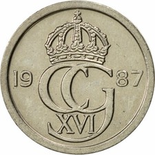 #426787 M&uuml;nze, Schweden, Carl XVI Gustaf, 10 &Ouml;re, 1987, VZ, Copper-nickel, KM: