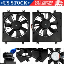 Pair AC Condenser Radiator Cooling Fan For 2022-2024 Honda Civic Acura Integra
