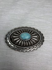 Turquoise Stone faux Silver Colored Western Southwest Unisex Belt Buckle