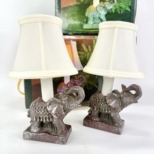 2x Mini Elephant Accent Table Lamp 9 Petite Good Luck Pair NEW IN BOX Full Body