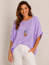 LADIES ITALIAN QUIRKY LAGENLOOK PLAIN COTTON LIGHTWEIGHT CASUAL SHORT TOP