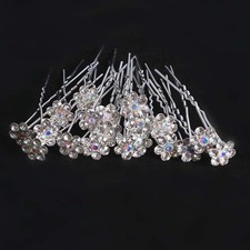 40Pcs Bridal Wedding Hair Pins Rhinestone Flowers U-Shaped Hairpins Set
