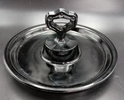 LE Smith Black Amethyst Depression Glass Tidbit Tray Dish Handled 6.5" 1930s Era