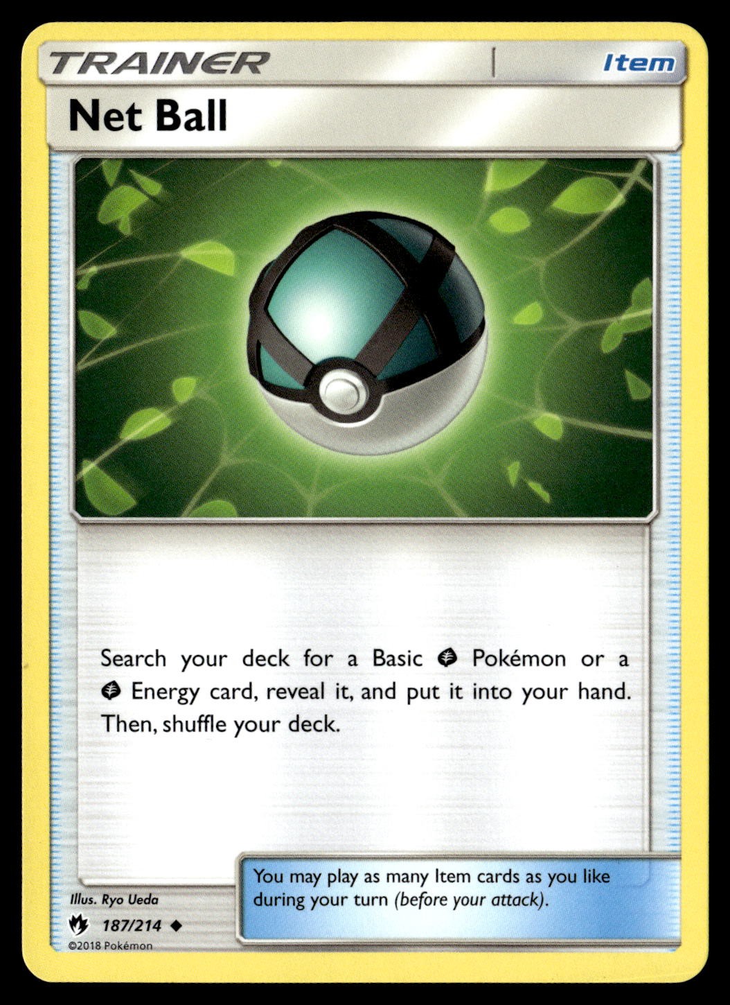 Net Ball 187/214 Uncommon Lost Thunder Pokemon Lightly Played