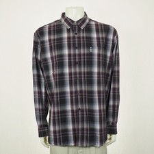 Cinch Button Down Shirt Mens 2XL XXL Purple Plaid Blend Modern Fit Western Rodeo