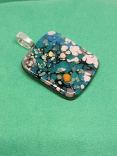 Hand Crafted  Fused Glass Pendant W/Chain  #1330