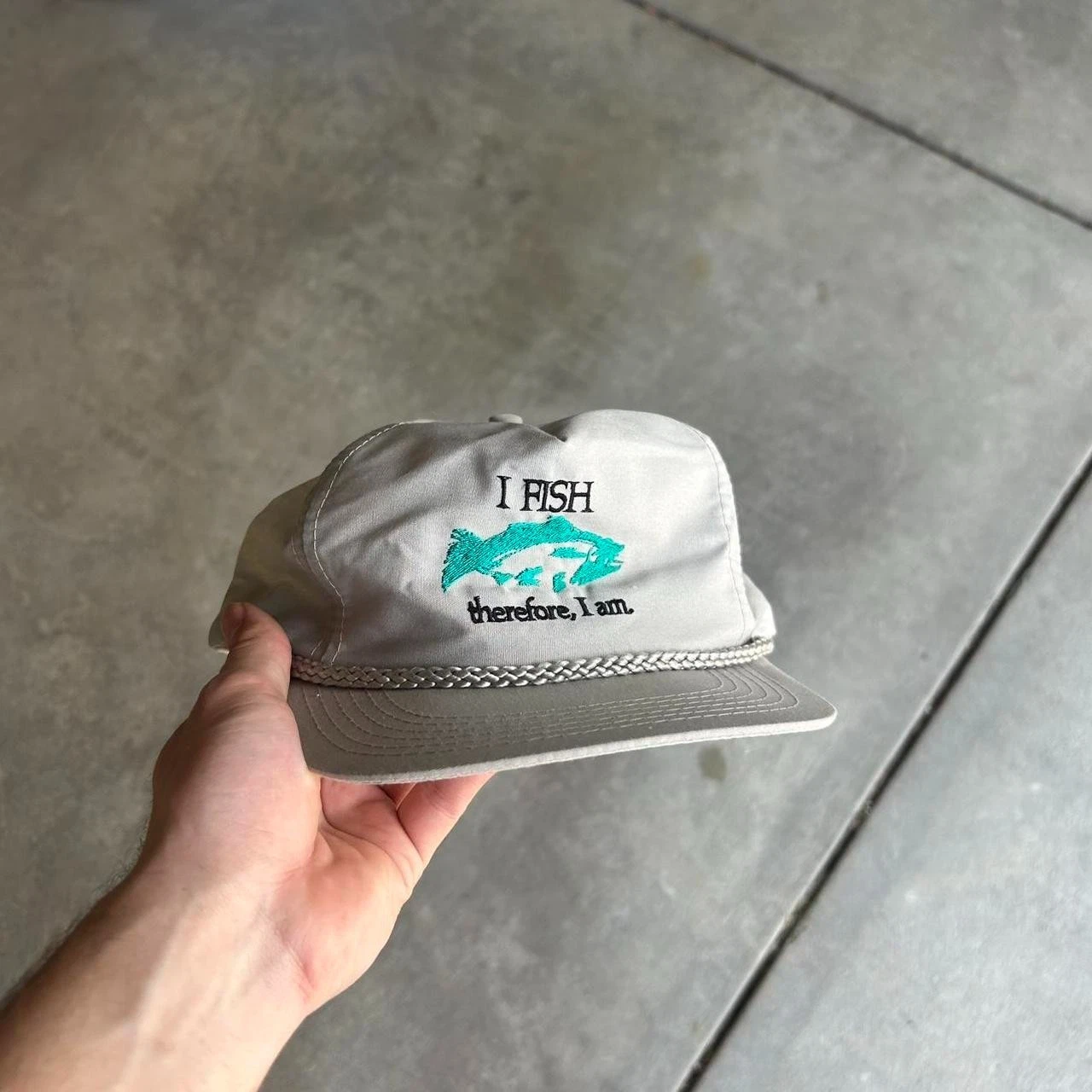 Vintage 90s I Fish Therefore I Am Corduroy Hat Sport Fishing Outdoor Cabelas