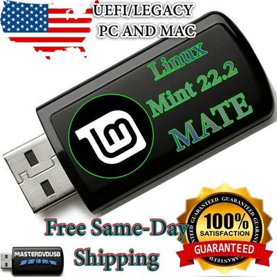 Linux Mint MATE 22.2 Bootable USB Installer   Latest Version Same-Day Shipping