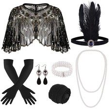 10 Pieces 1920s Flapper Gatsby Accessories Set Fashion Roaring Theme Headband