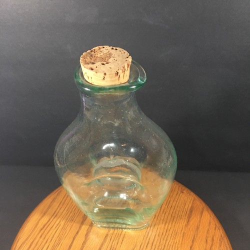 Vintage Italy Glass Donut Shaped Bottle 11.5" Green Tint MCM Decor - Picture 3 of 10