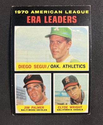 1971 Topps #67 AL ERA Leaders Baseball Card D. Segui/Jim Palmer/C. Wright EX