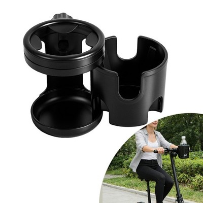 Dual Cup Holder Clamp 360 Rotating for Bike Stroller Wheelchair Treadmill Bottle