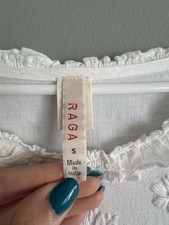 Boho Raga White Solid Embroidered Ruffle dress. Brand new without tags.