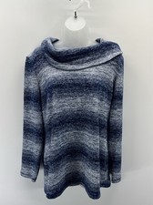 T by Talbots Ombre Stripe Cowl Pullover size Large Blue