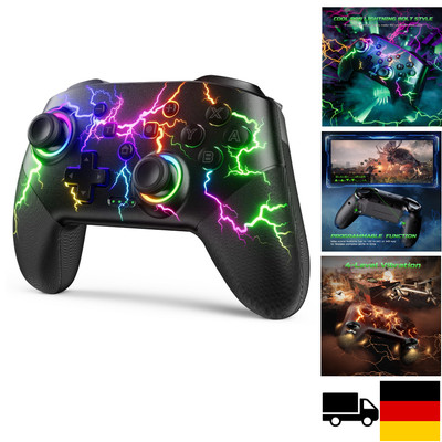 VOYEE Switch Controller RGB Blitz LED 1000mAh Drahtloser Pro Controller